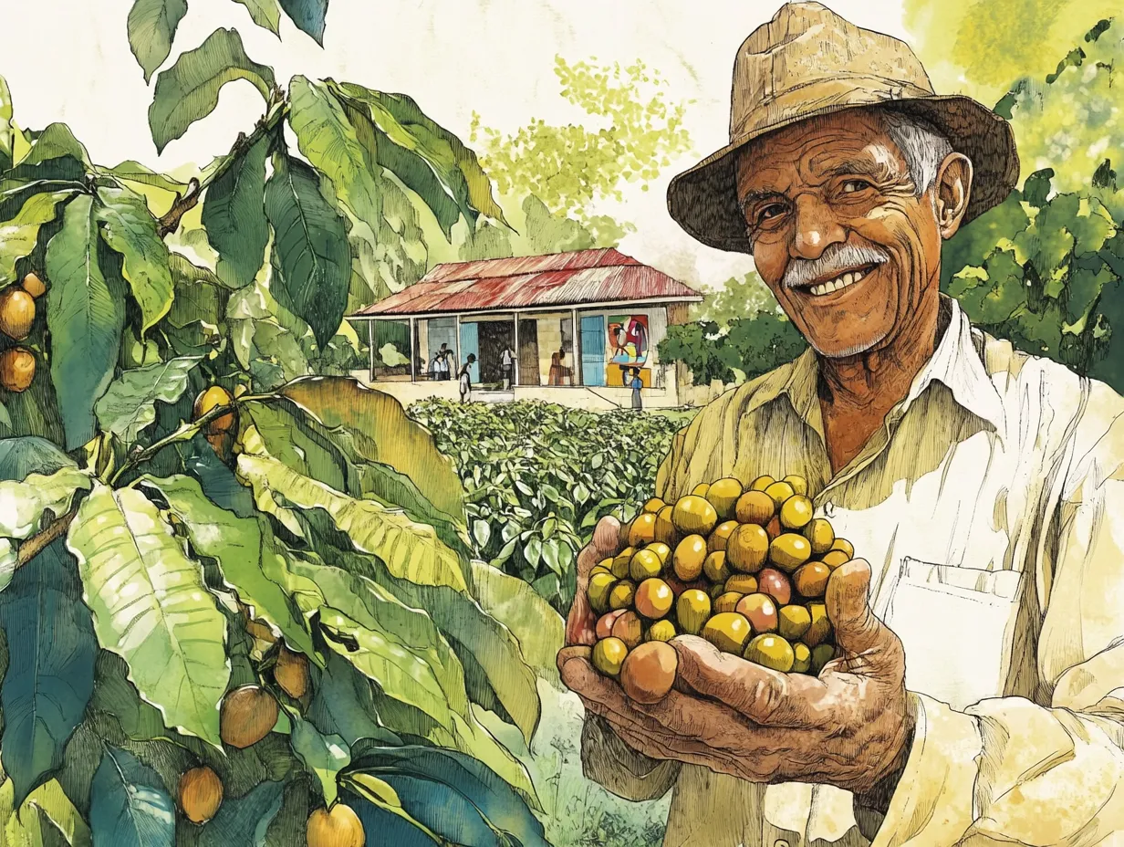 Bauer auf einer Kaffeeplantage